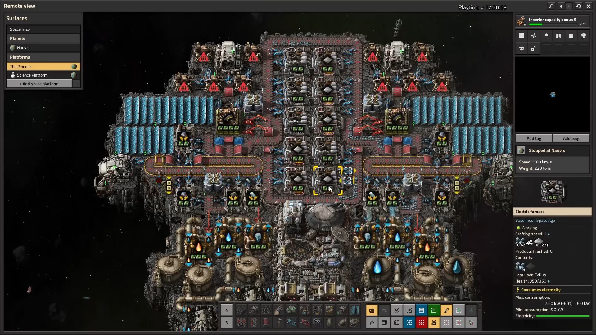 This is an example image of DoshDoshington playing the videogame Factorio.